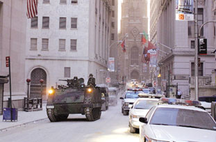 Armored Personnel Carrier on the streets of
																 New York after 9/11
